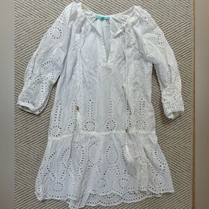Melissa Odabash White Eyelet Ashley Kaftan Coverup Size S